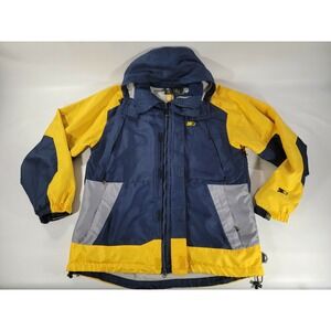 Vintage‎ Starter Jacket M (38-40) Blue Yellow Insulated Winter Coat Hooded EUC